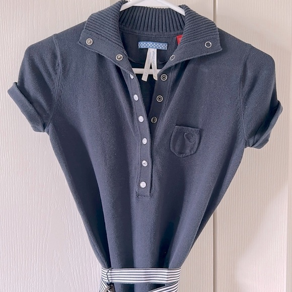 Vintage Esprit Belted Navy Blue Sweater Dress Size Small - Picture 4 of 5